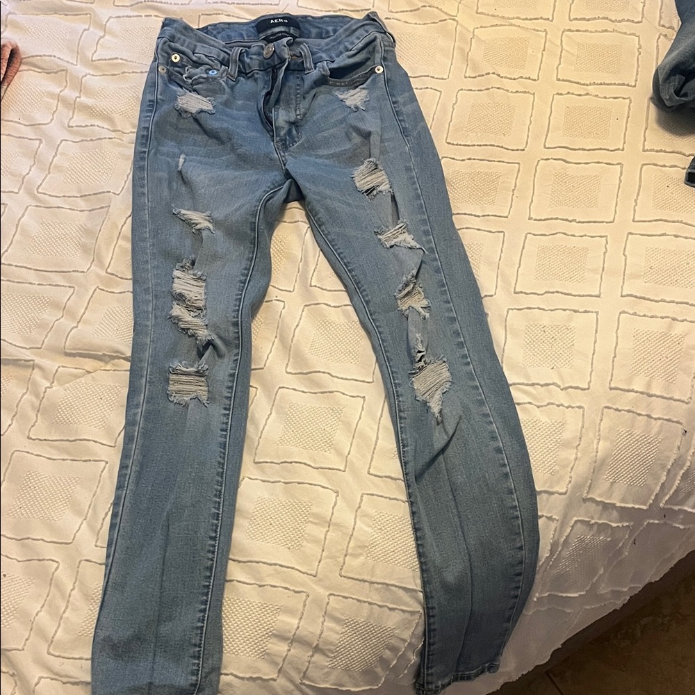 Aeropostale Light Blue Distressed Skinny Jeans